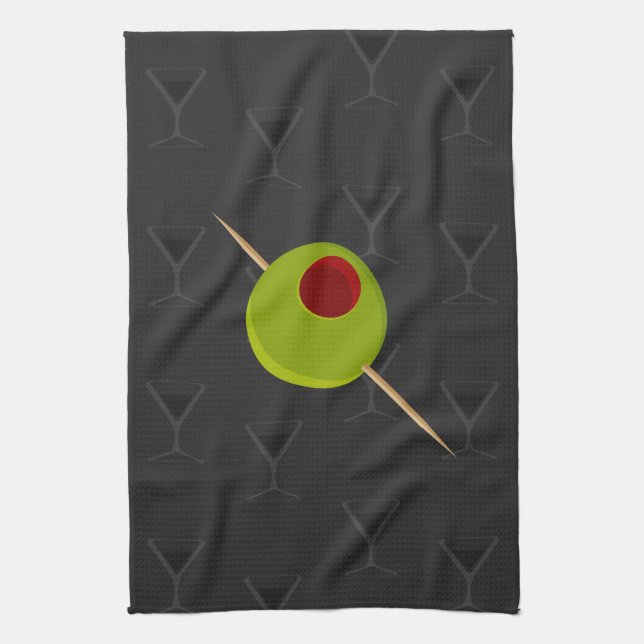 Martini Time Black Kitchen Towel (Vertical)