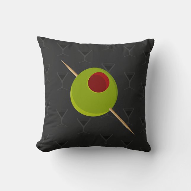 Martini Time Black Pillow (Front)