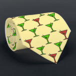 Martini Time Christmas Cocktail Single-Sided Tie<br><div class="desc">Light yellow with red and kelly green colorway. This vintage tie is inspired by advertising art of the fifties. This funny pattern has martini glasses with olives reminiscent of the wild days on Madison Avenue. Fun tie for that conservative male with a sense of humour & a passion for life....</div>