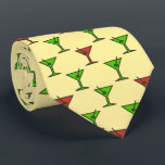Martini Time Christmas Cocktail Two-Sided Tie<br><div class="desc">Light yellow with red and kelly green colorway. This vintage tie is inspired by advertising art of the fifties. This funny pattern has martini glasses with olives reminiscent of the wild days on Madison Avenue. Fun tie for that conservative male with a sense of humor & a passion for life....</div>