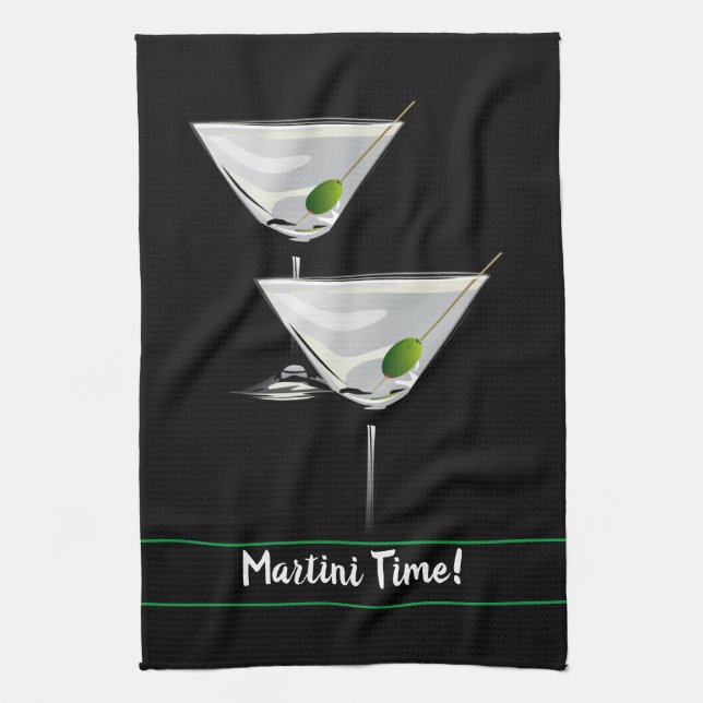 Martini Time Custom Bar Tea Towel (Vertical)
