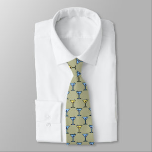 Martini Time Fifties Cocktail Khaki Two-sided Tie