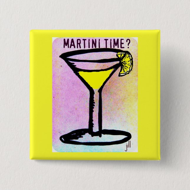 MARTINI TIME LEMON DROP PASTEL PRINT by jill 15 Cm Square Badge (Front)