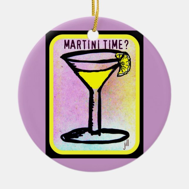 MARTINI TIME LEMON DROP PRINT CERAMIC ORNAMENT (Front)