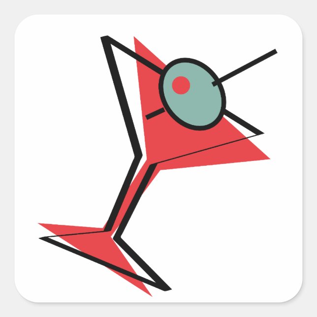 Martini Time Right Square Sticker (Front)