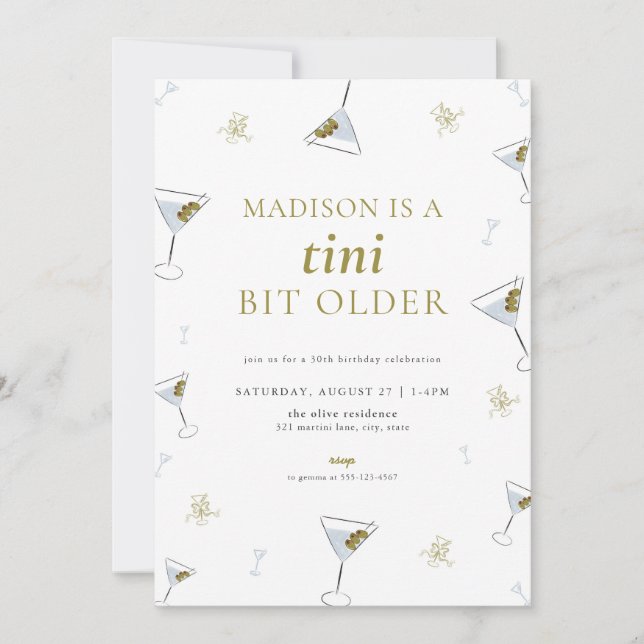 Martini Tini Bit Older Adult Birthday Invitation  (Front)