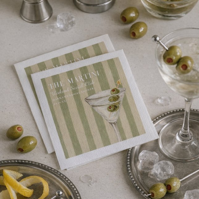 Martini Weekend Social Club Green Stripes Napkin (Creator Uploaded)