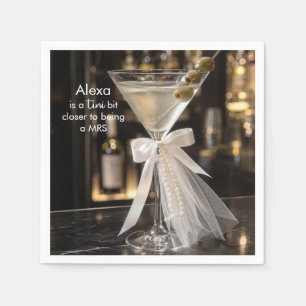 Martini with a Veil, Pearls and Bride's Name Napkin