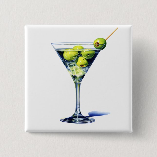 Martini With Olives 15 Cm Square Badge (Front)