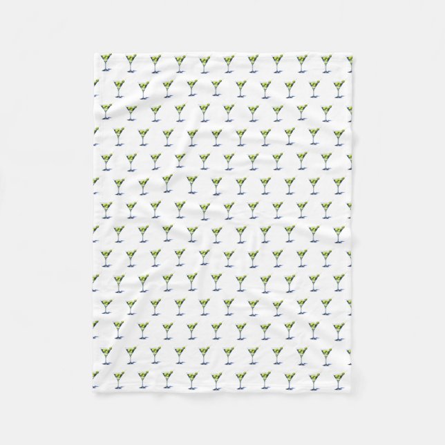 Martini With Olives Fleece Blanket (Front)