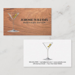 Martini   Wood Background Business Card