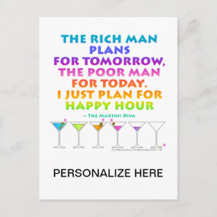 MARTINI ZEN - Plan for Happy Hour  Postcard