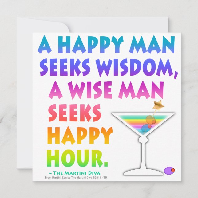 MARTINI ZEN: Wise Man Seeks Happy Hour Invitations (Front)