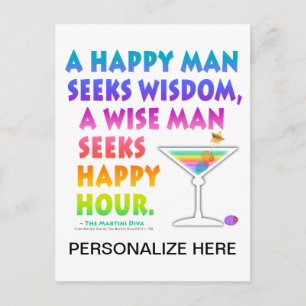 MARTINI ZEN: Wise Man Seeks Happy Hour  Postcard