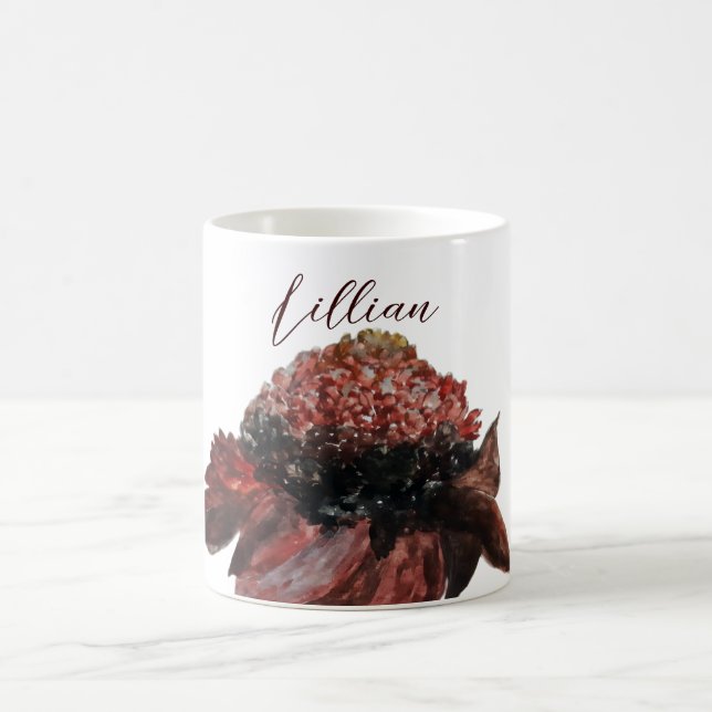 Martinique Carribbean Floral Monogrammed Name Coffee Mug (Center)