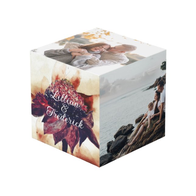 Martinique Carribbean Flower Four Couple Photos Cube (Front Angled)