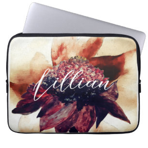 Martinique Carribbean Flower Monogrammed Name Laptop Sleeve