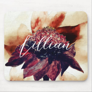 Martinique Carribbean Flower Monogrammed Name Mouse Pad