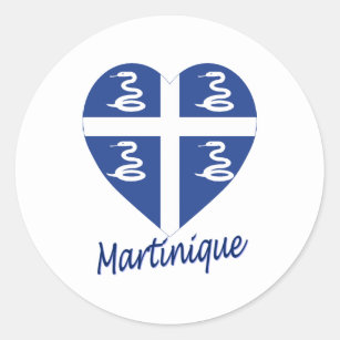 Martinique Flag Heart Classic Round Sticker