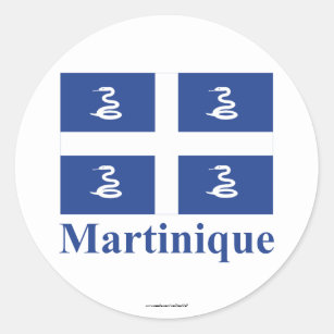 Martinique Flag with Name Classic Round Sticker