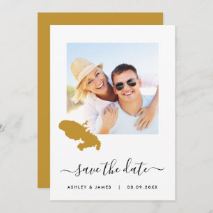 Martinique Map Photo Wedding Save the Date Card