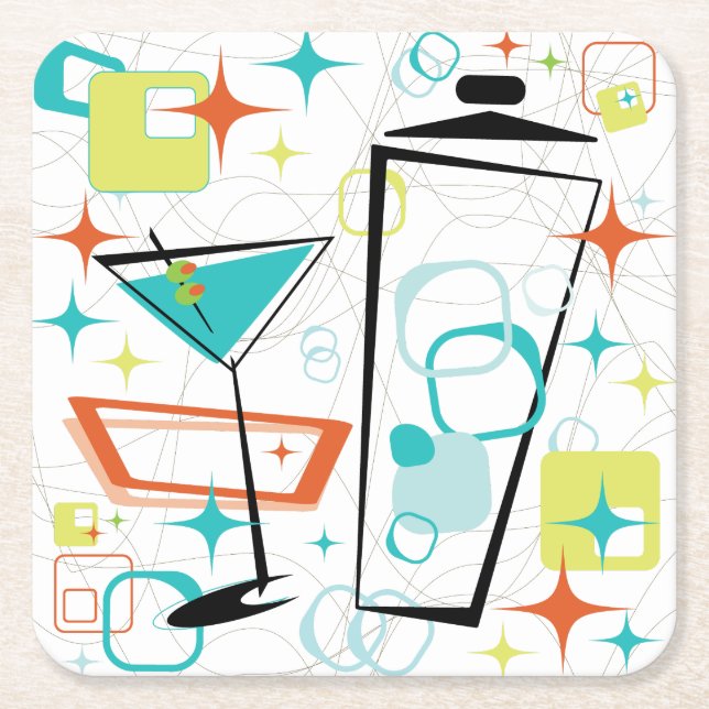 Martinis A Go-Go Drink Coasters (Front)