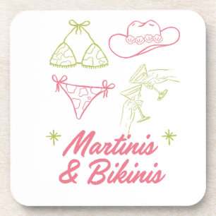 Martinis and Bikinis   Bachelorette Beach Party  Coaster