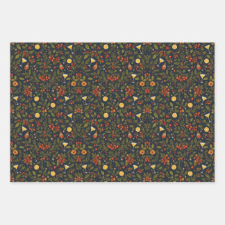 Martinis and Botanicals Holiday Wrapping Paper