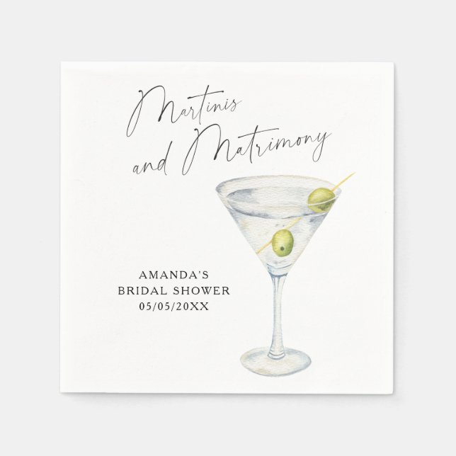 Martinis and Matrimony Bridal shower  Napkin (Front)