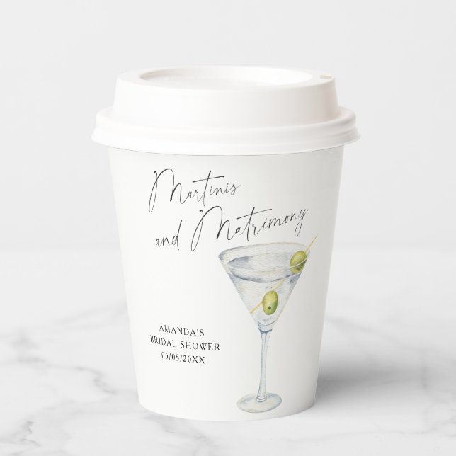 Martinis and Matrimony Bridal shower  Paper Cups (Front)