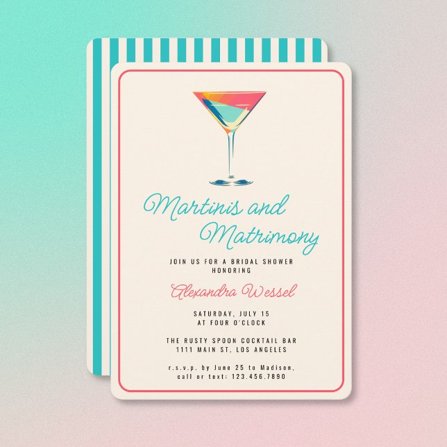 Martinis and Matrimony Cocktails Bridal Shower Invitation (Creator Uploaded)