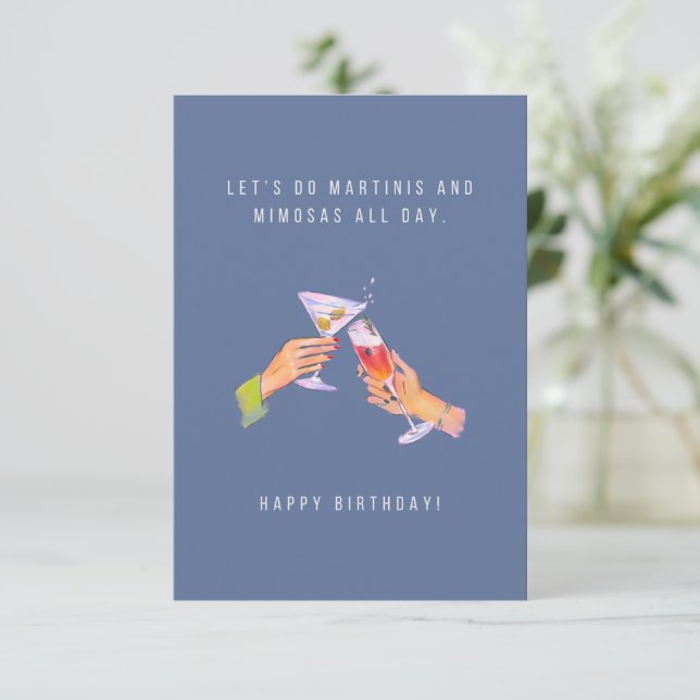 Martinis and Mimosas Birthday Card (Standing Front)