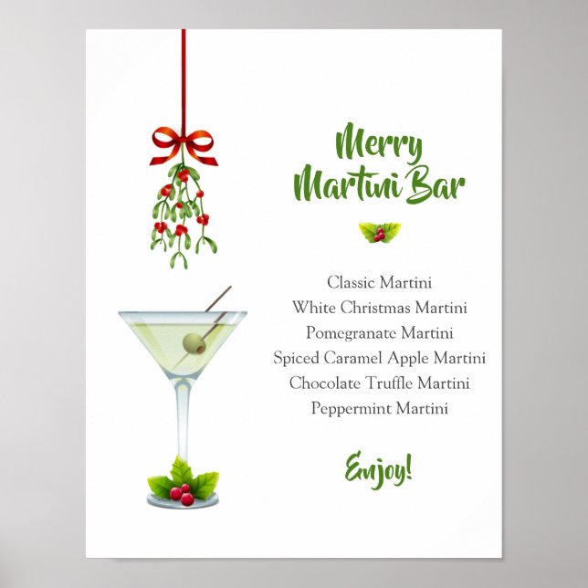 Martinis and Mistletoe Christmas Bar Poster (Front)