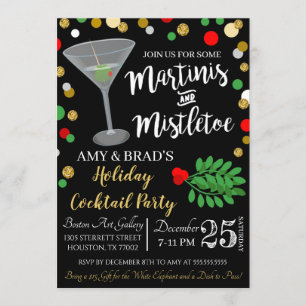 Martinis And Mistletoe Christmas Invitation
