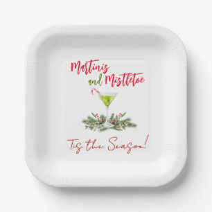 Martinis and Mistletoe Festive Christmas Cocktail  Paper Plate