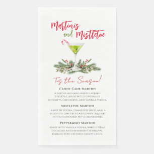 Martinis and Mistletoe Holiday Cocktail Party Napkin