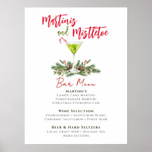 Martinis and Mistletoe Holiday Party Bar Menu Poster