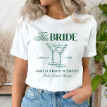 Martinis & Matrimony Bachelorette Bride T-Shirt<br><div class="desc">This design features trendy bold text with hand drawn cocktails and a green martini theme.</div>