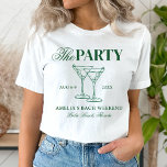 Martinis & Matrimony Bachelorette Party T-Shirt<br><div class="desc">This design features trendy bold text with hand drawn cocktails and a green martini theme.</div>