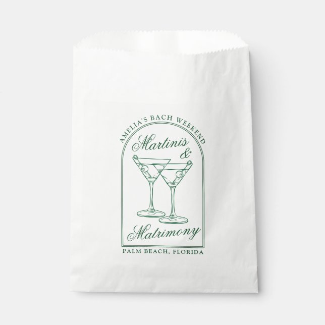 Martinis & Matrimony Bachelorette Weekend Favour Bag (Front)