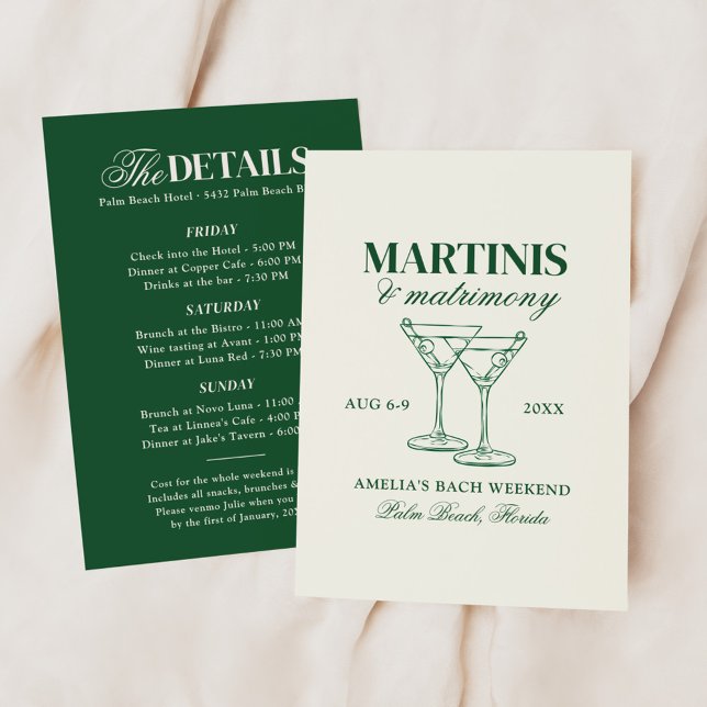 Martinis & Matrimony Bachelorette Weekend Invitation (Creator Uploaded)