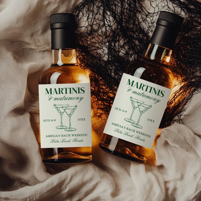 Martinis & Matrimony Bachelorette Weekend Liquor Bottle Label (Creator Uploaded)