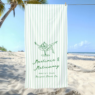 Martinis & Matrimony Green Bachelorette Beach Towel
