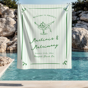 Martinis & Matrimony Green Bachelorette Party Tapestry