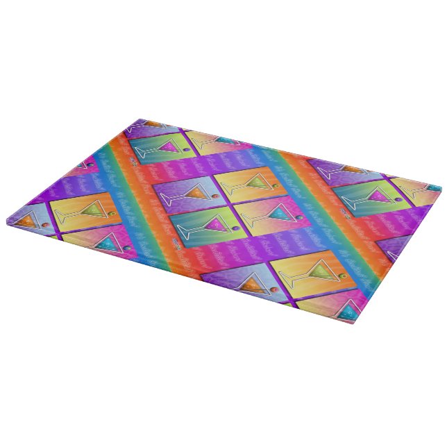 MARTINIS Pop Art GLASS CUTTING BOARDS (Corner)