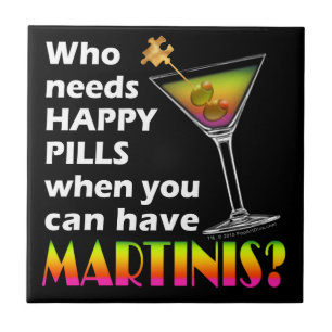 Martinis vs. Happy Pills Coaster Tile
