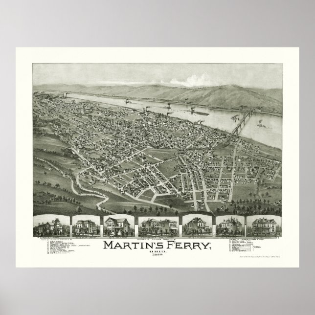 Martin's Ferry, OH Panoramic Map - 1899 Poster (Front)