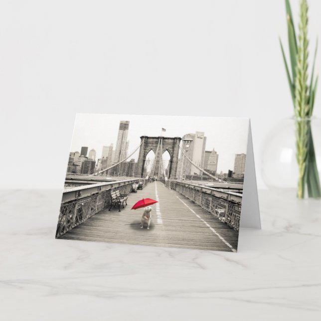 Marty Mouse on the Brooklyn Bridge Greeting Card (Front)