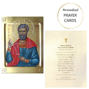 Martyr Romanus Deacon of Caesarea Prayer Card
