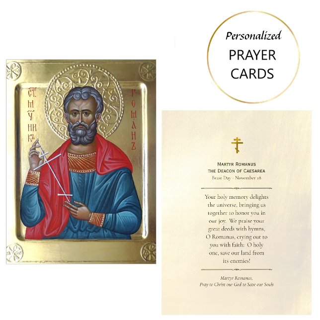 Martyr Romanus Deacon of Caesarea Prayer Card (Creator Uploaded)
